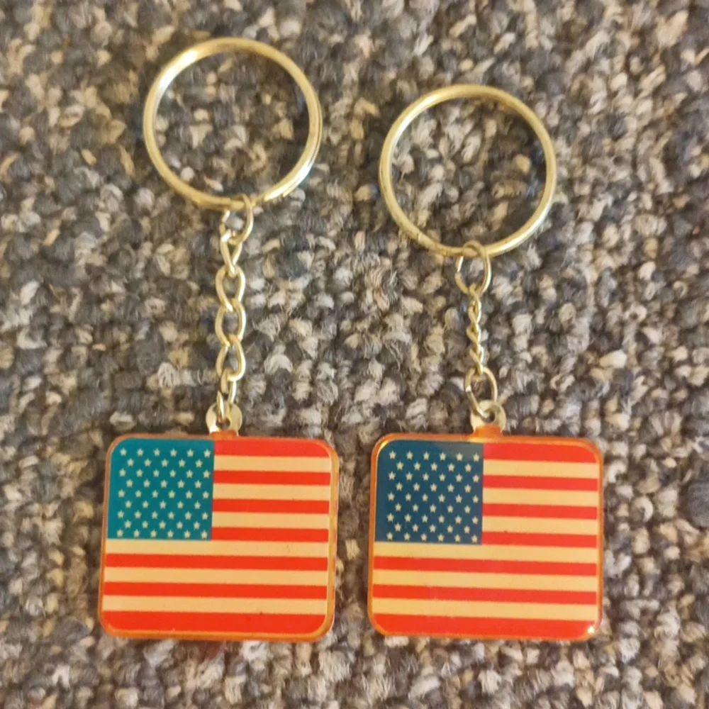 Veteran keychain American flag set of 2